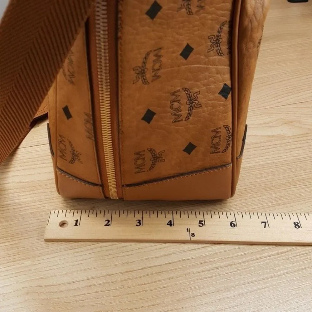 MCM Ottomar Suitcase in Visetos Tan Cognac Leather Weekender Monogram Logo $1390